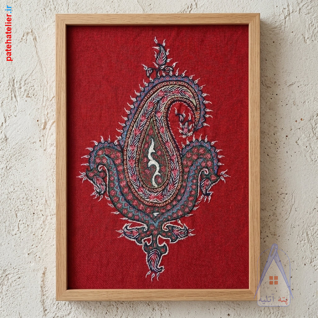 pateh-wall-art تابلو قرمز پته اصیل کرمان ابعاد 25 در 35 سانتی متر
