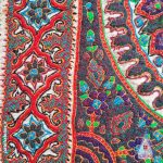 رومیزی مربعی یک متر در یک متر پته دوزی کرمان با نخ شیمیایی