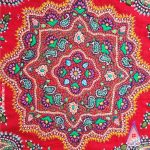 رومیزی قرمز پته دوزی کرمان مربعی شیمیایی