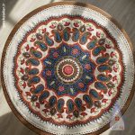 رومیزی پته دوزی کرمان بهرقطر 50 سانتی متر و نخ گیاهی نمره 24