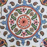 رومیزی گرد پته دوزی اصیل کرمان با شال پشمی و رنگرزی گیاهی