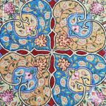 رومیزی گرد پته کرمان با نخ گیاهی و شال پشمی
