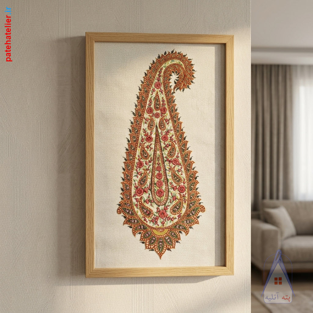 framed-pateh-art تابلو پته دوزی کرمان دست دوز با نخ نمره 24