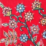 تابلو پته گیاهی طرح درختزندگی رنگ قرمز ابعاد 45 در 45 سانتی متر