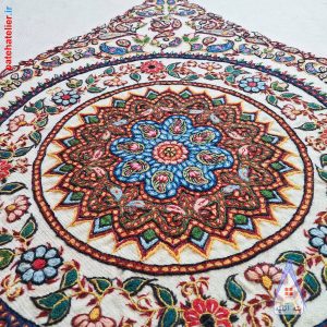 تابلو پته اصلی کرمان با رنگرزی گیاهی دست دوز کرمان