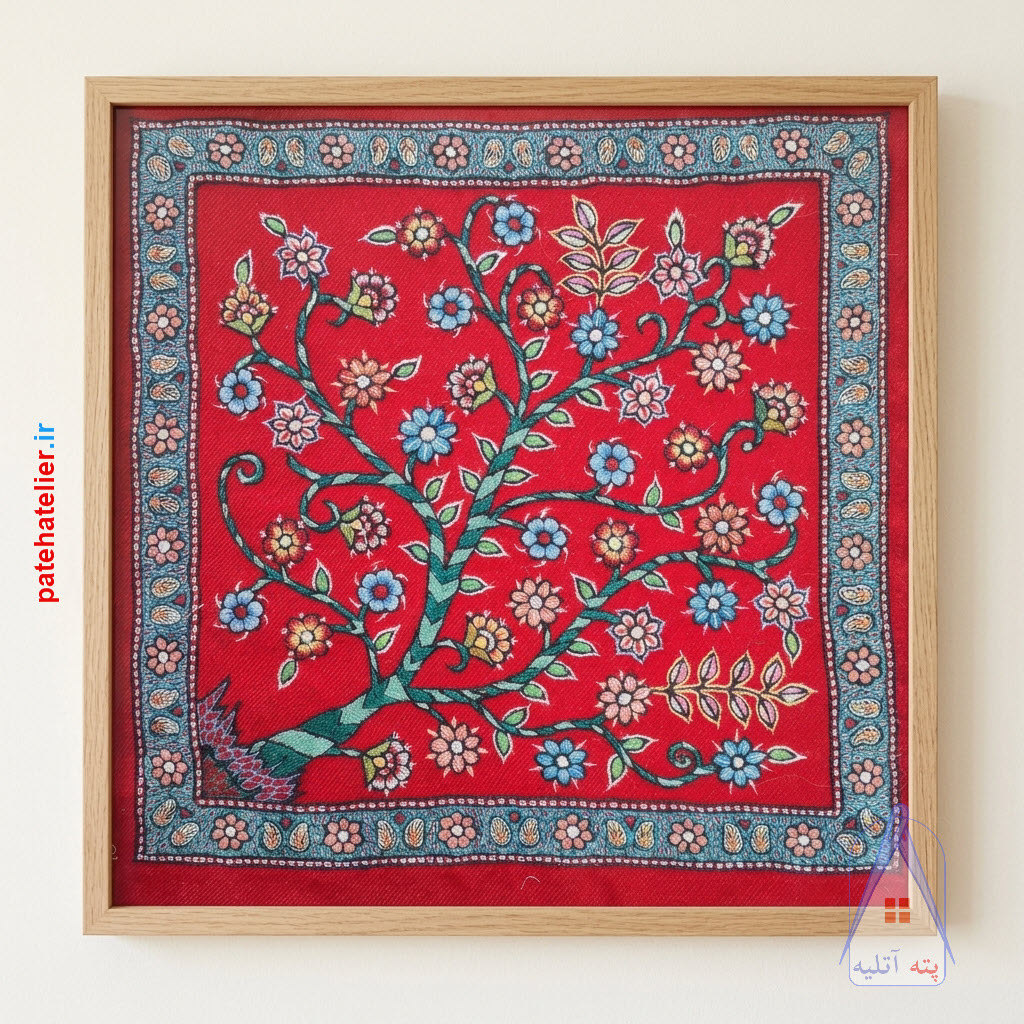 pateh-handmade-wall-art تابلو پته دوزی طرح درخت زندگی