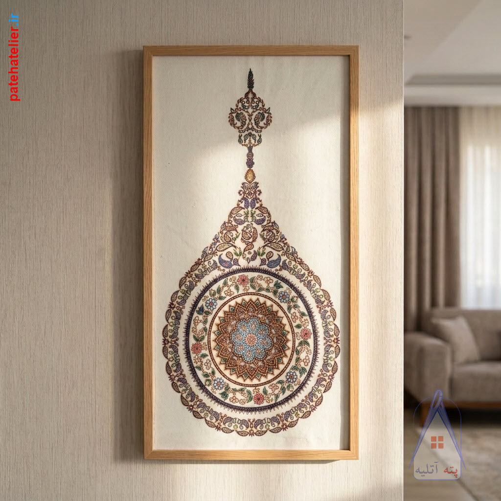 pateh-kerman-wall-art تابلو پته دوزی اصیل کرمانی با رنگرزی گیاهی