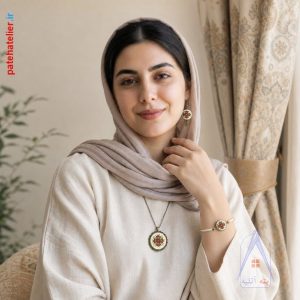 ست اکسسوری پته دوزی طرح گل انار