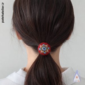 کش مو پته دوزی طرح گل یاقوت دست دوز زنانه