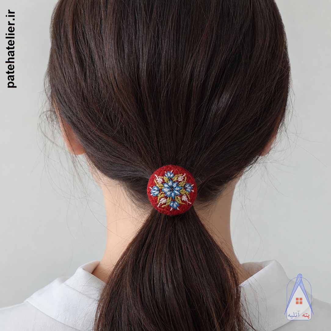 اکسسوری-پته کش مو پته دوزی طرح گل یاقوت دست دوز زنانه