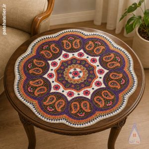 رومیزی پته دوزی طرح بته جقه سلطانی