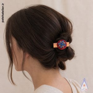 گیره مو پته دوزی طرح گل یاقوت